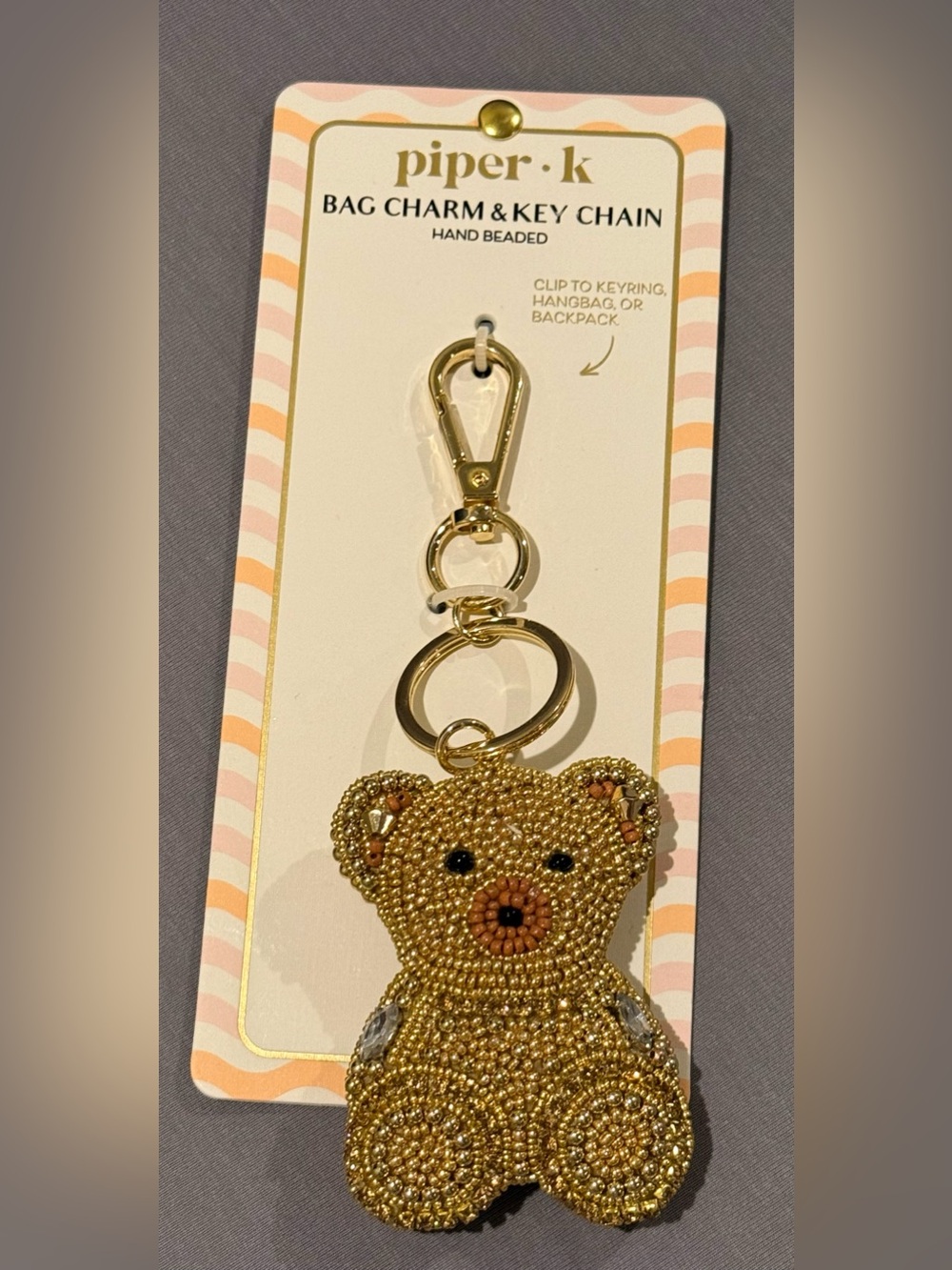 piper •k Teddy Bear Bag Charm & Key Chain Hand Beaded